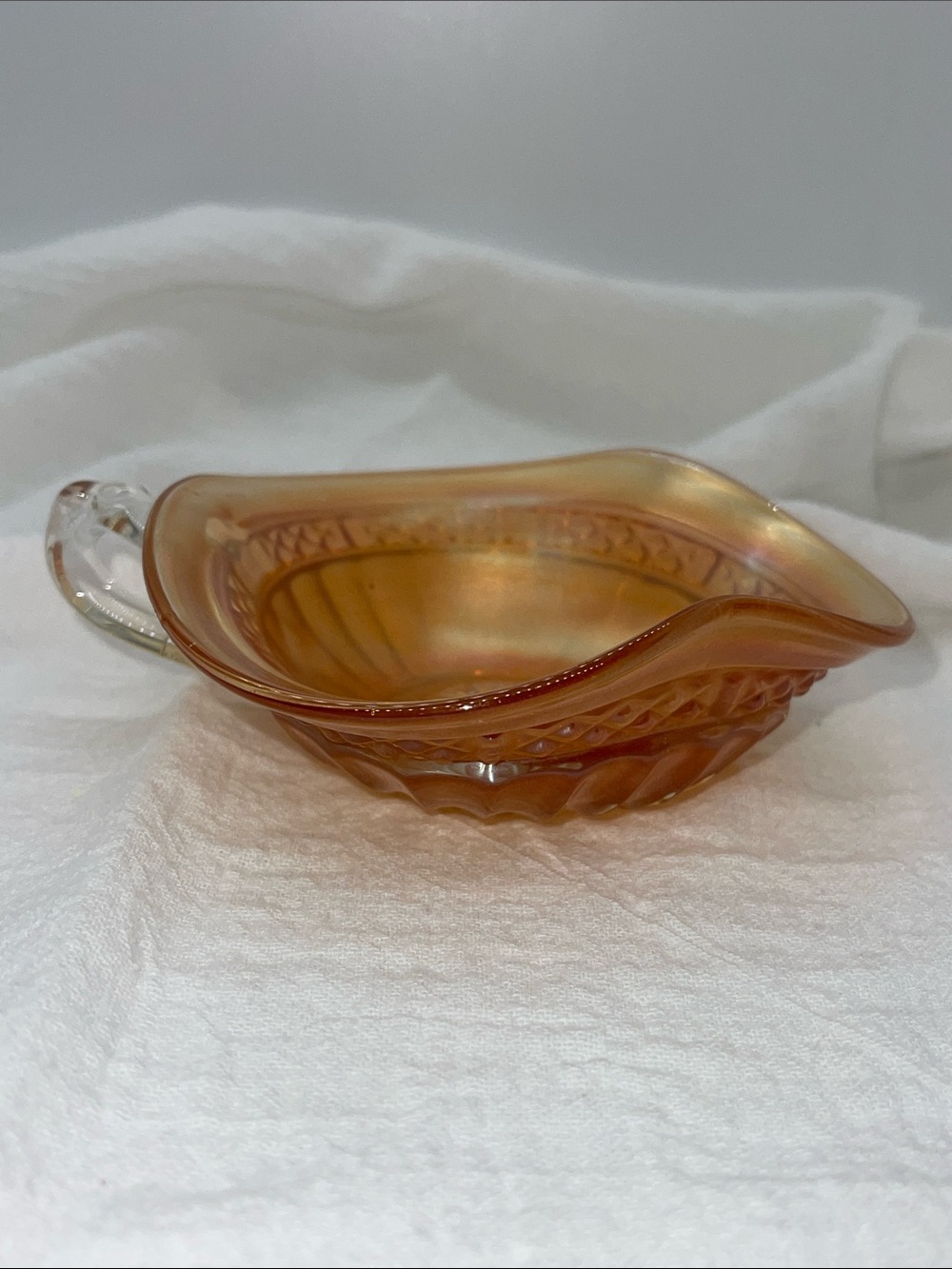 Antique Marigold Dugan CARNIVAL GLASS DISH Nappy Northwood? Fenton? Amber Luster